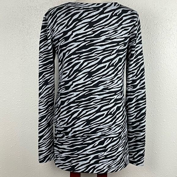 EUC Eyeshadow Womens Black and Gray Zebra Print Cardigan Size L - Picture 4 of 5